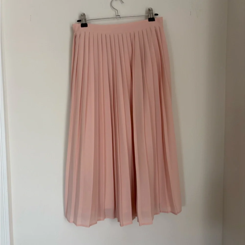 Vintage Forever 21 Peach A-Line Pleated Flowy Maxi Midi Dressy Skirt - Picture 3 of 3